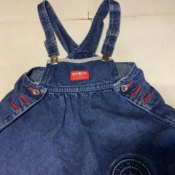 Vintage Oshkosh Denim Jean Jumper Dress Nautical Royal Marine Size 5 - Picture 3 of 11